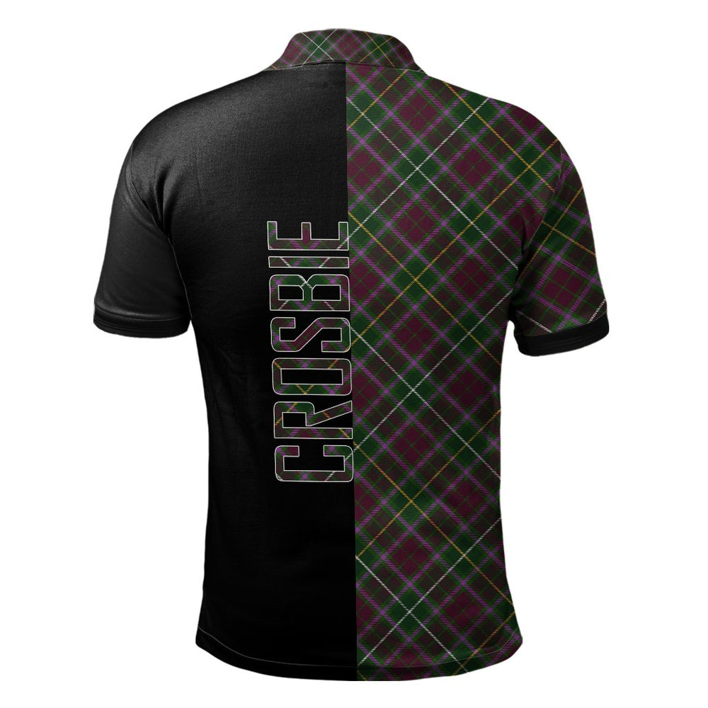 Clan Crosbie Tartan Polo Shirt Half of Me - Cross Style GZ40 Crosbie Tartan Tartan Polo