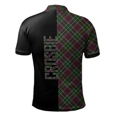 Clan Crosbie Tartan Polo Shirt Half of Me - Cross Style GZ40 Crosbie Tartan Tartan Polo