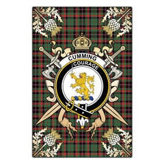 Clan Clan Cumming Hunting Ancient Tartan Crest Black Garden Flag - Gold Thistle AR61 Clan Cumming Tartan Today