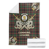 Clan Cumming Hunting Ancient Tartan Gold Courage Symbol Blanket AV17 Clan Cumming Tartan Today