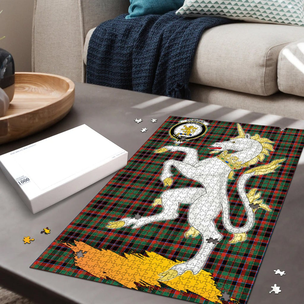 Clan Cumming Hunting Ancient Tartan Crest Unicorn Scotland Jigsaw Puzzles Gift For Family FO60 Clan Cumming Tartan Today