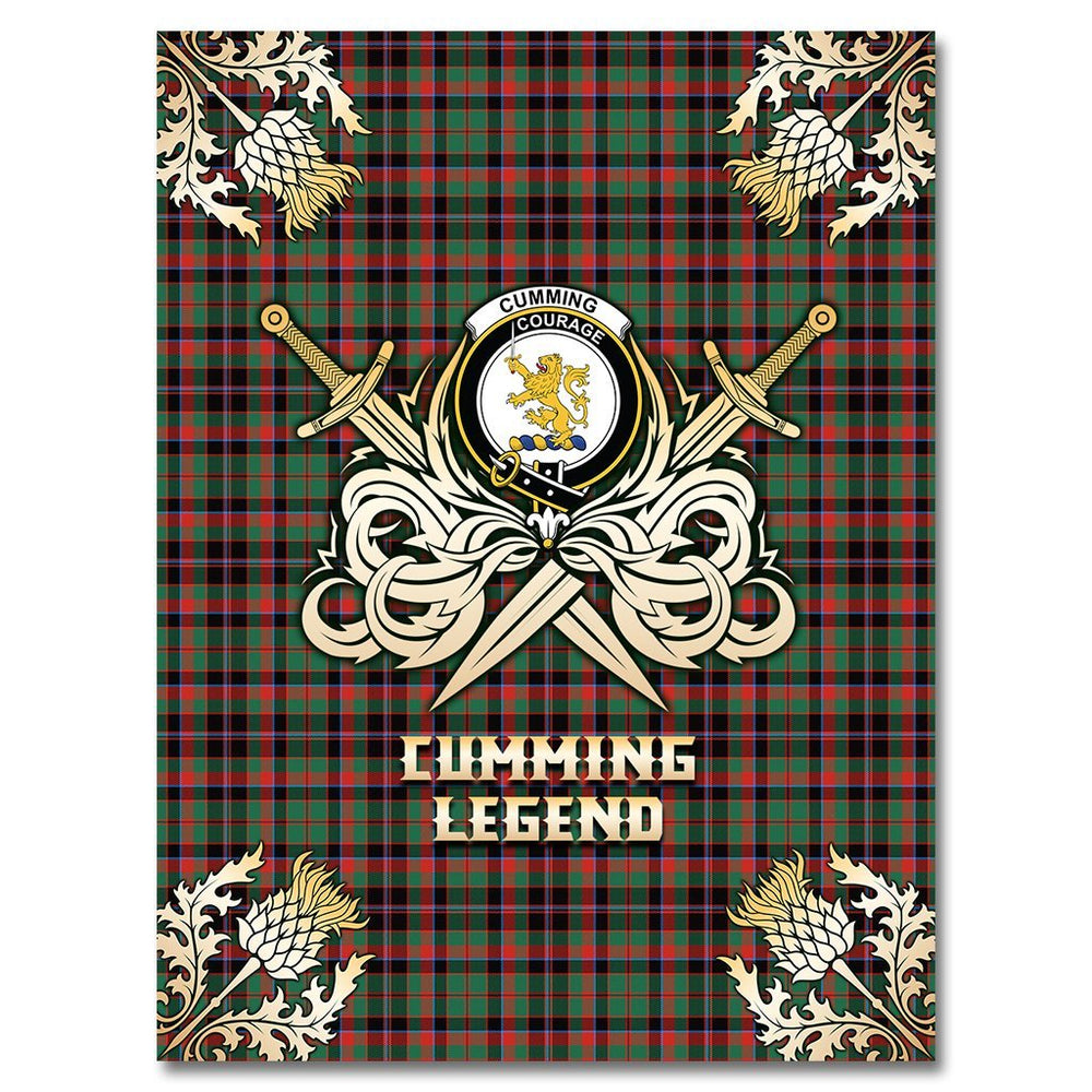 Clan Cumming Hunting Ancient Tartan Gold Courage Symbol Blanket AV17 Clan Cumming Tartan Today