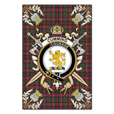 Clan Cumming Hunting Modern Tartan Crest Black Garden Flag - Gold Thistle AP34 Clan Cumming Tartan Today