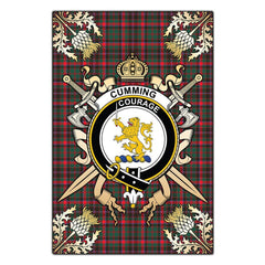 Clan Cumming Hunting Modern Tartan Crest Black Garden Flag - Gold Thistle AP34 Clan Cumming Tartan Today