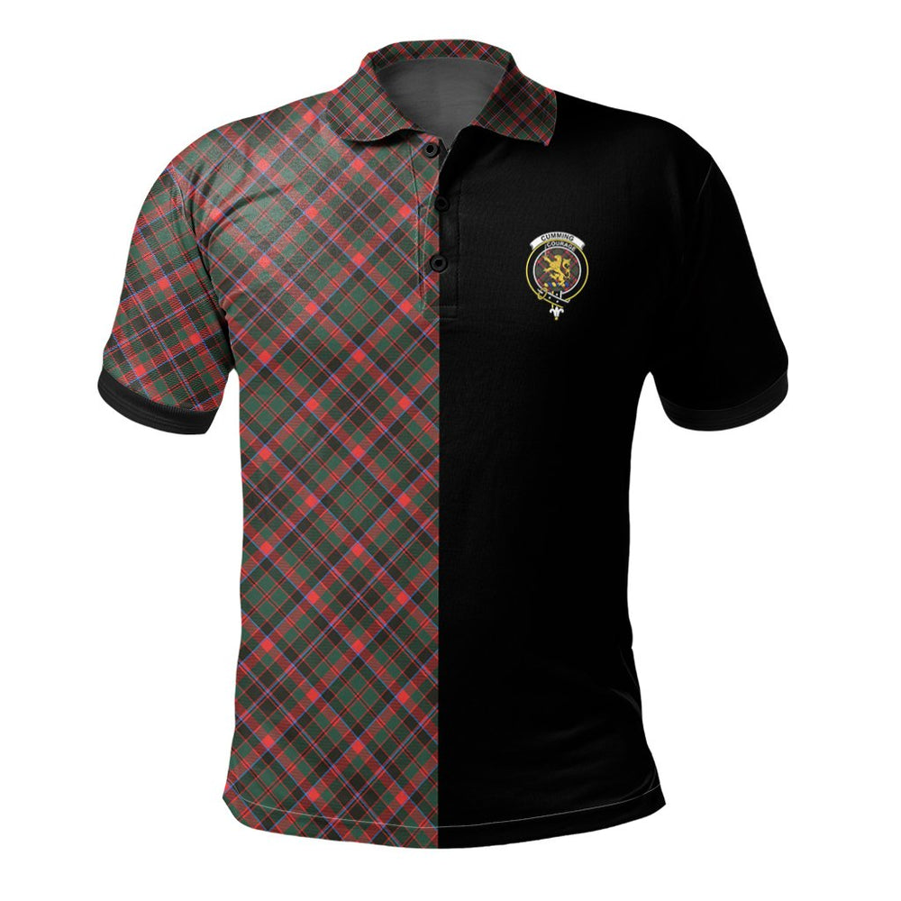 Clan Cumming Hunting Modern Tartan Polo Shirt Half of Me - Cross Style BI47 Cumming Hunting Modern Tartan Tartan Polo
