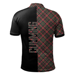 Clan Cumming Hunting Modern Tartan Polo Shirt Half of Me - Cross Style BI47 Cumming Hunting Modern Tartan Tartan Polo