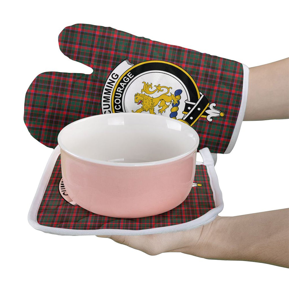 Clan Cumming Hunting Modern Tartan Crest Oven Mitt And Pot Holder (2 Oven Mitts + 1 Pot Holder) SB66 Clan Cumming Tartan Today
