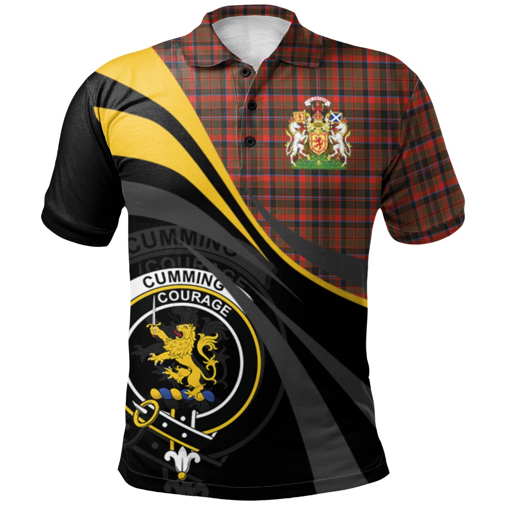 Clan Cumming Hunting Weathered Tartan Polo Shirt - Royal Coat Of Arms Style QC65 Cumming Hunting Weathered Tartan Tartan Polo