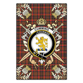 Clan Clan Cumming Hunting Weathered Tartan Crest Black Garden Flag - Gold Thistle EO19 Clan Cumming Tartan Today