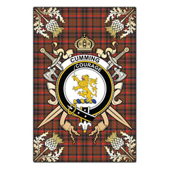 Clan Clan Cumming Hunting Weathered Tartan Crest Black Garden Flag - Gold Thistle EO19 Clan Cumming Tartan Today