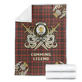 Clan Cumming Hunting Weathered Tartan Gold Courage Symbol Blanket LE88 Clan Cumming Tartan Today