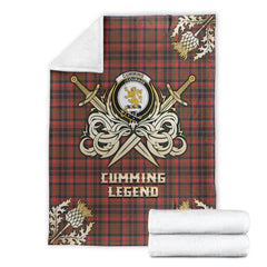 Clan Cumming Hunting Weathered Tartan Gold Courage Symbol Blanket LE88 Clan Cumming Tartan Today
