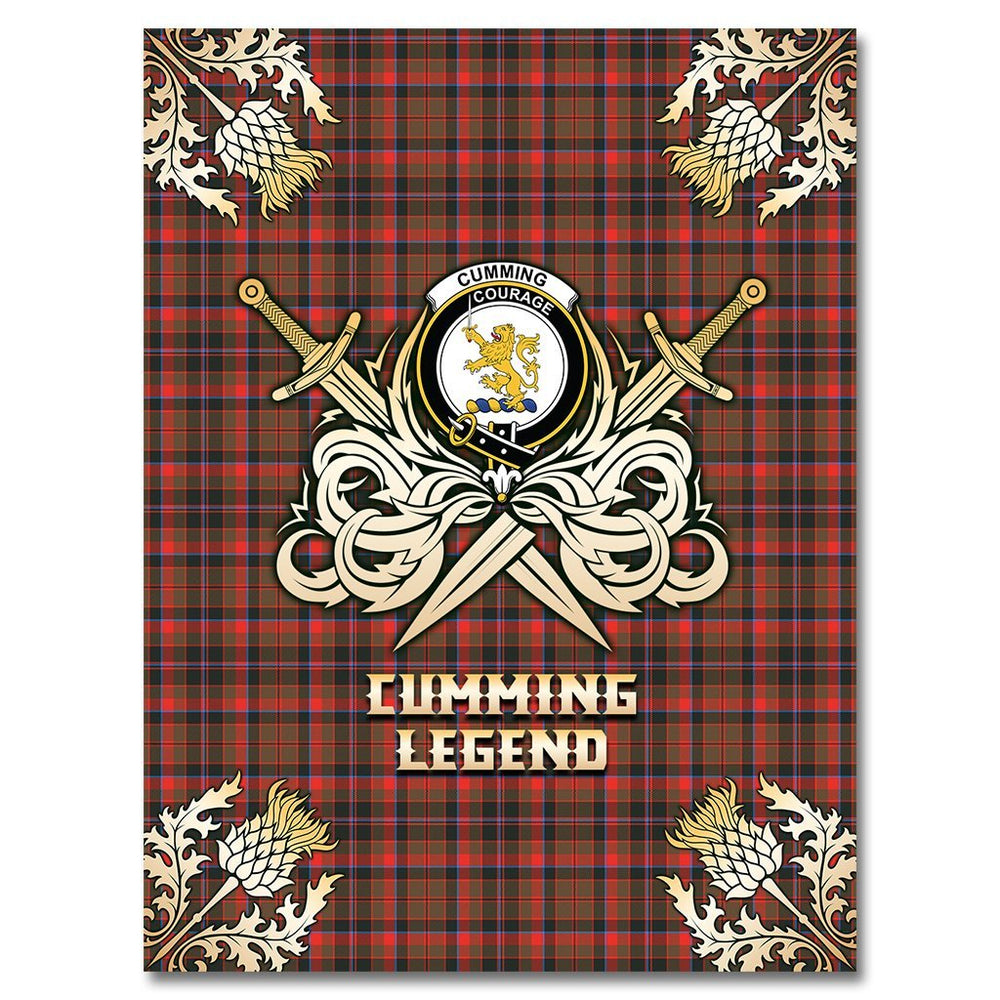 Clan Cumming Hunting Weathered Tartan Gold Courage Symbol Blanket LE88 Clan Cumming Tartan Today