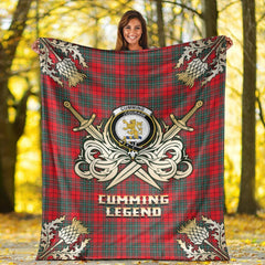 Clan Cumming Modern Tartan Gold Courage Symbol Blanket QO44 Clan Cumming Tartan Today