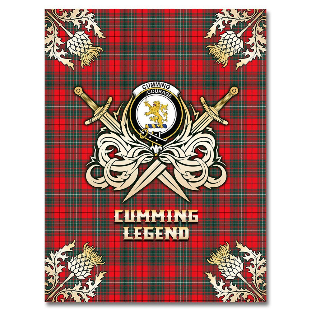 Clan Cumming Modern Tartan Gold Courage Symbol Blanket QO44 Clan Cumming Tartan Today