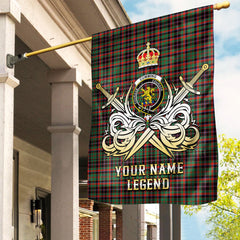 Custom Name Clan Cumming Hunting Ancient Tartan Garden Flag with Clan Crest and the Golden Sword of Courageous Legacy KJ15