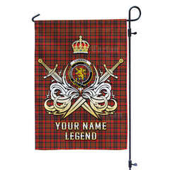 Custom Name Clan Cumming Hunting Weathered Tartan Garden Flag with Clan Crest and the Golden Sword of Courageous Legacy OQ58