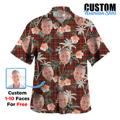 Clan Cumming Hunting Weathered Tartan Custom Face Hawaiian Shirt – Unisex Gift for Family Members, Summer Party GF88 Cumming Hunting Weathered Tartan Tartan Hawaii Shirt