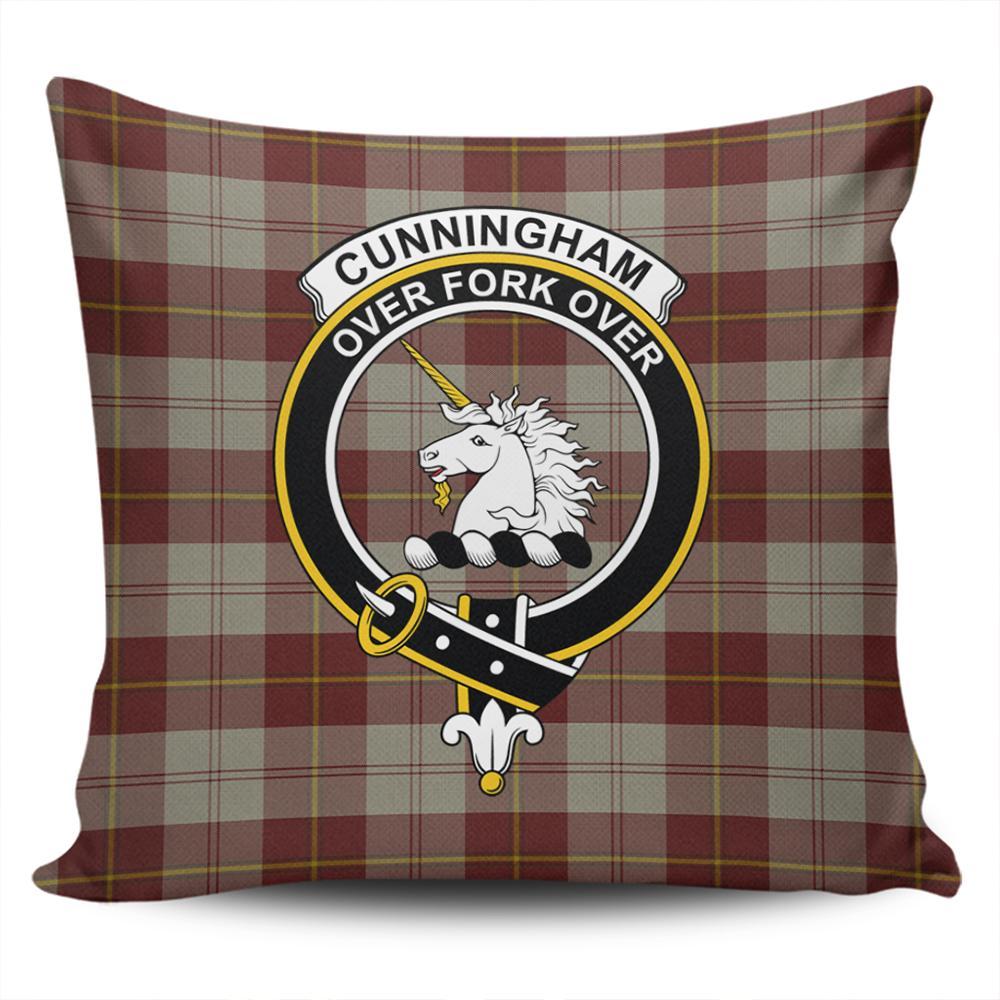 Clan Cunningham Burgundy Dancers Tartan Crest Pillow Cover KJ66 Clan Cunningham Tartan Today