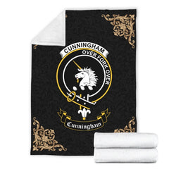 Clan Cunningham Crest Tartan Premium Blanket Black ZL17 Clan Cunningham Tartan Today