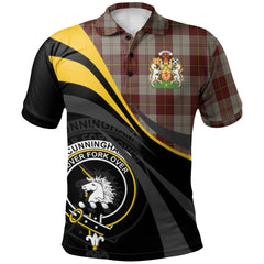 Clan Cunningham Burgundy Dancers Tartan Polo Shirt - Royal Coat Of Arms Style YL71 Cunningham Burgundy Dancers Tartan Tartan Polo