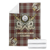 Clan Cunningham Burgundy Dancers Tartan Gold Courage Symbol Blanket UD63 Clan Cunningham Tartan Today