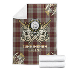 Clan Cunningham Burgundy Dancers Tartan Gold Courage Symbol Blanket UD63 Clan Cunningham Tartan Today