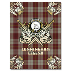 Clan Cunningham Burgundy Dancers Tartan Gold Courage Symbol Blanket UD63 Clan Cunningham Tartan Today