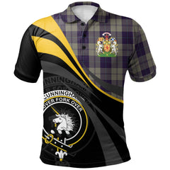 Clan Cunningham Dress Blue Dancers Tartan Polo Shirt - Royal Coat Of Arms Style PE44 Cunningham Dress Blue Dancers Tartan Tartan Polo