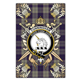 Clan Cunningham Dress Blue Dancers Tartan Crest Black Garden Flag - Gold Thistle NU45 Clan Cunningham Tartan Today