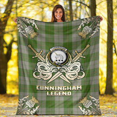 Clan Cunningham Dress Green Dancers Tartan Gold Courage Symbol Blanket VS13 Clan Cunningham Tartan Today