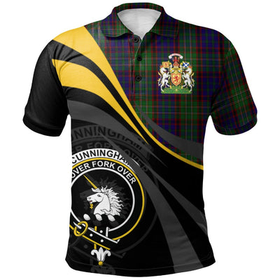 Clan Cunningham Hunting Tartan Polo Shirt - Royal Coat Of Arms Style