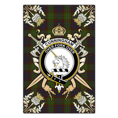 Clan Cunningham Hunting Modern Tartan Crest Black Garden Flag - Gold Thistle PH82 Clan Cunningham Tartan Today