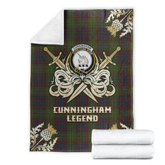 Clan Cunningham Hunting Modern Tartan Gold Courage Symbol Blanket GK73 Clan Cunningham Tartan Today