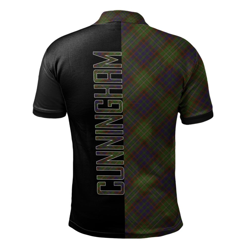Clan Cunningham Hunting Modern Tartan Polo Shirt Half of Me - Cross Style XD63 Cunningham Hunting Modern Tartan Tartan Polo