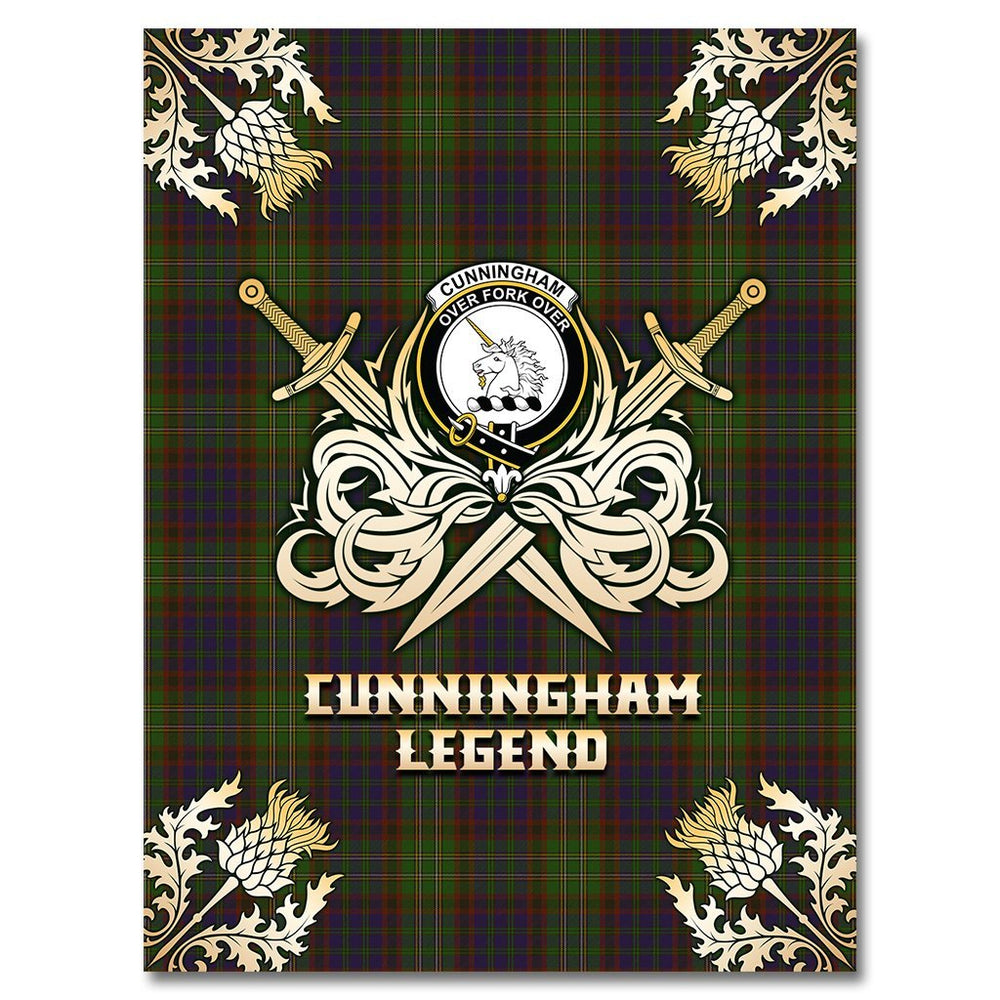 Clan Cunningham Hunting Modern Tartan Gold Courage Symbol Blanket GK73 Clan Cunningham Tartan Today