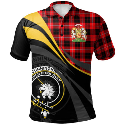 Clan Cunningham Modern Tartan Polo Shirt - Royal Coat Of Arms Style