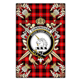 Clan Cunningham Modern Tartan Crest Black Garden Flag - Gold Thistle EJ13 Clan Cunningham Tartan Today
