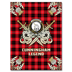 Clan Cunningham Modern Tartan Gold Courage Symbol Blanket MB26 Clan Cunningham Tartan Today