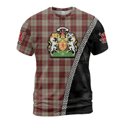 Personalized Clan Cunningham Burgundy Dancers Tartan Shirt with Scotland Coat of Arms & Custom Name AI59
