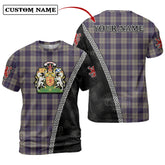 Cunningham Dress Blue Dancers Tartan Shirt with Scotland Coat of Arms & Custom Name PW48