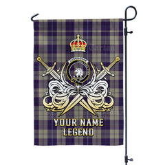 Custom Name Clan Cunningham Dress Blue Dancers Tartan Garden Flag with Clan Crest and the Golden Sword of Courageous Legacy UZ49