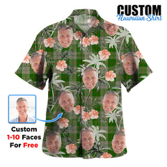 Clan Cunningham Dress Green Dancers Tartan Custom Face Hawaiian Shirt – Unisex Gift for Family Members, Summer Party AV80 Cunningham Dress Green Dancers Tartan Tartan Hawaii Shirt