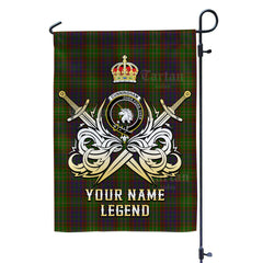 Custom Name Clan Cunningham Hunting Modern Tartan Garden Flag with Clan Crest and the Golden Sword of Courageous Legacy DY30