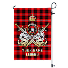 Custom Name Clan Cunningham Modern Tartan Garden Flag with Clan Crest and the Golden Sword of Courageous Legacy NG55