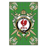 Clan Currie Tartan Crest Black Garden Flag - Gold Thistle MS55 Clan Currie Tartan Today