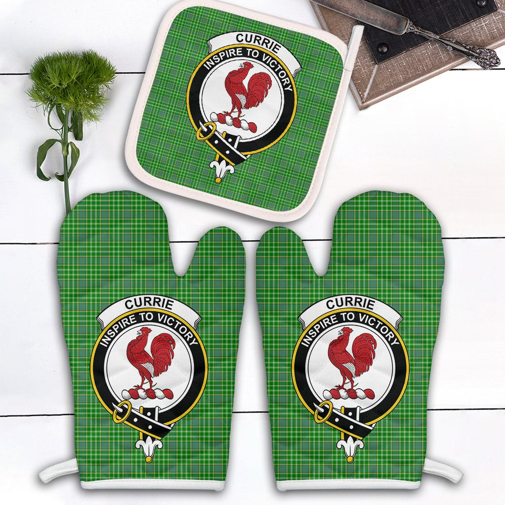 Clan Currie Tartan Crest Oven Mitt And Pot Holder (2 Oven Mitts + 1 Pot Holder) WC98 Clan Currie Tartan Today