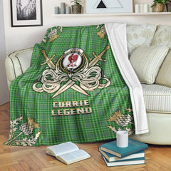Clan Currie Tartan Gold Courage Symbol Blanket EK53 Clan Currie Tartan Today