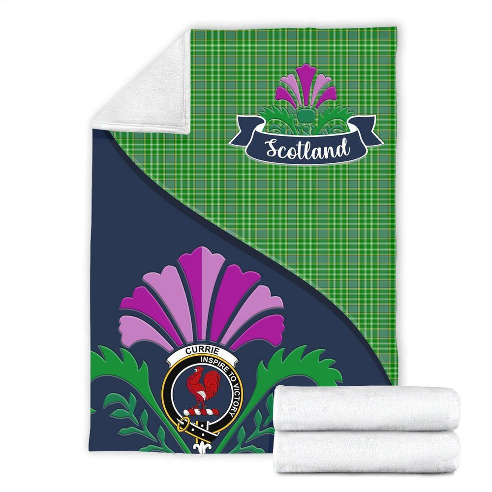 Clan Currie Tartan Crest Premium Blanket Thistle Style BY71 Clan Currie Tartan Today