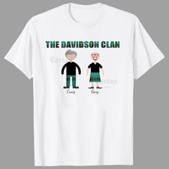 Scottish Clan Personalised Family Portrait T-Shirt – Unisex & Kids Sizes (Printed in the USA)